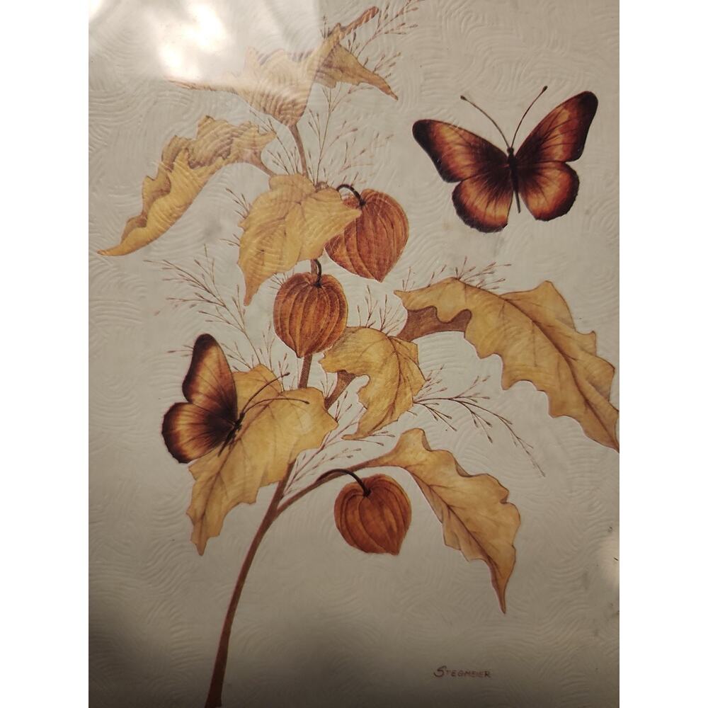 Vintage Stegmeier Botanical Print "Chinese Lanterns & Butterflies" Framed... - Picture 4 of 4